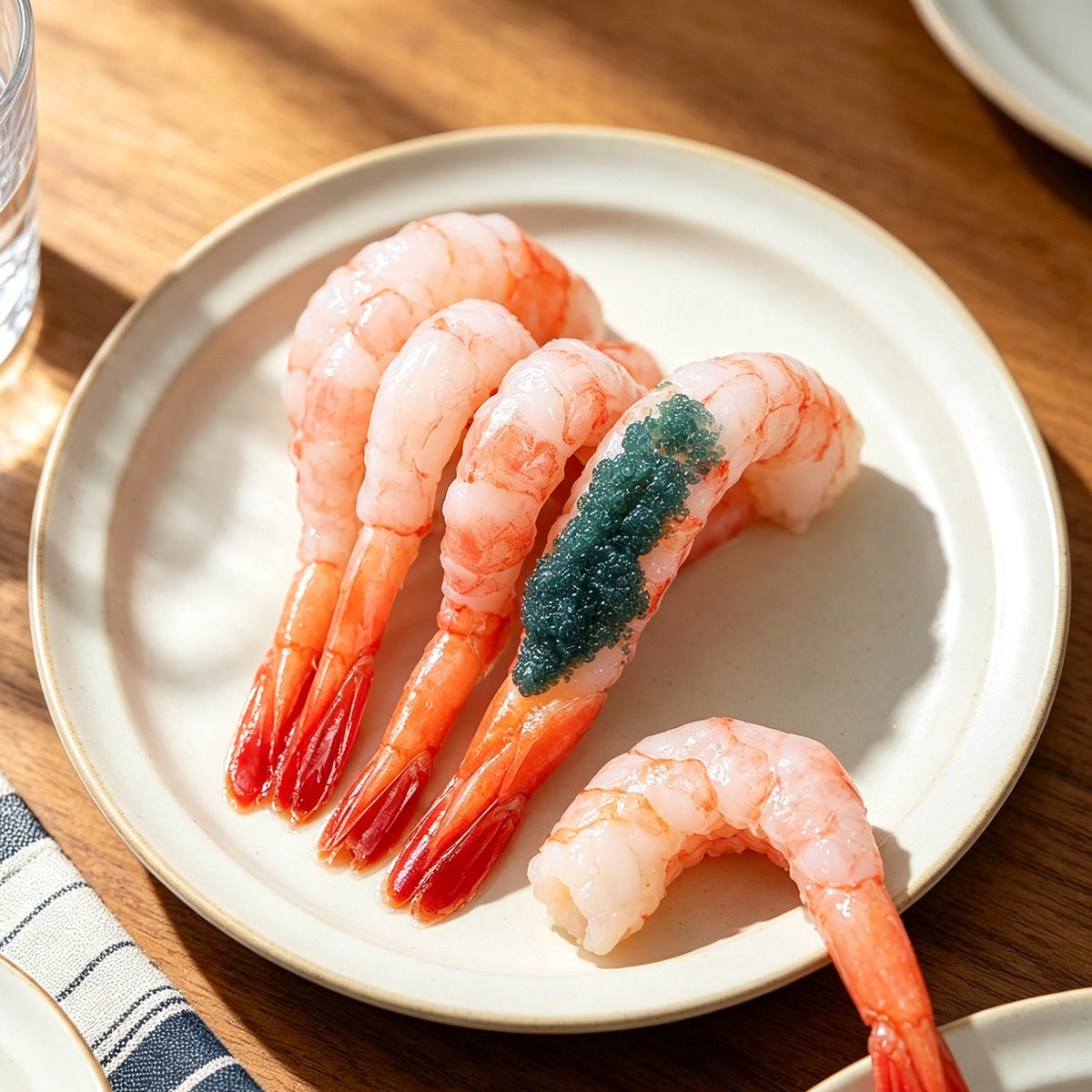 Cooked cold-water shrimp with roe