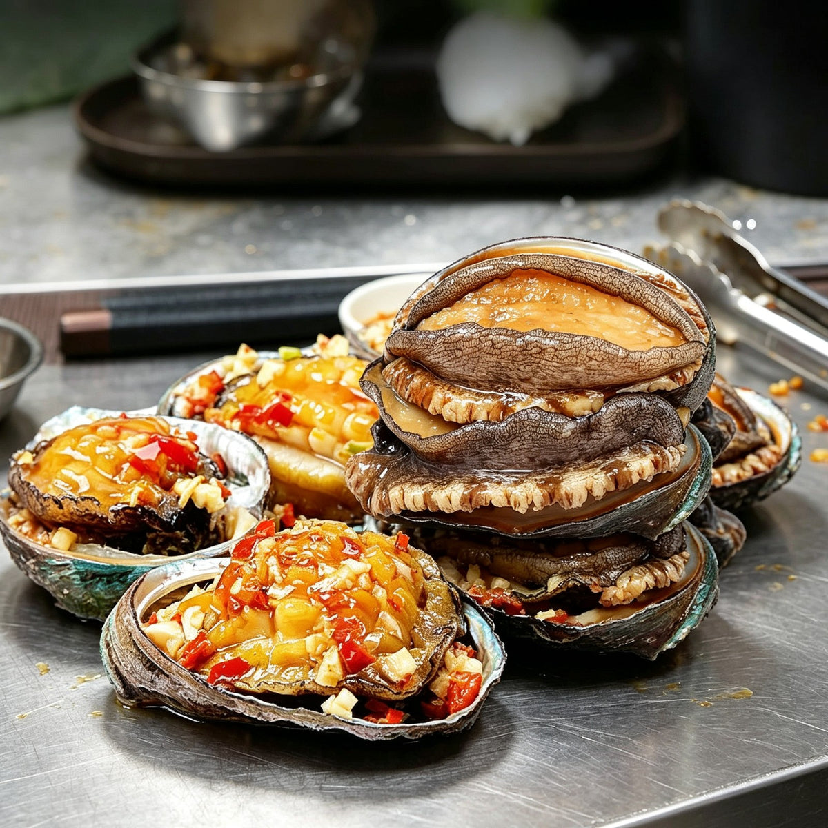 Steamed abalone with garlic and chilli