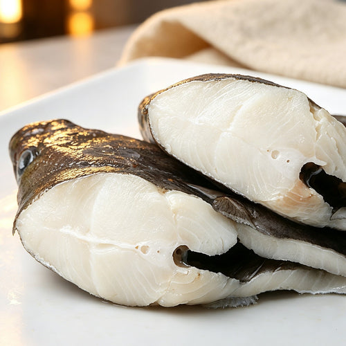 Halibut steak, thick bone-in cut