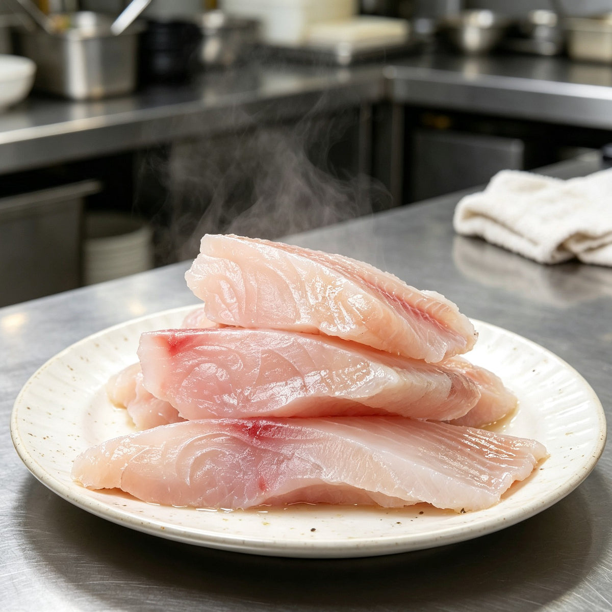 Sea bream fillets on a plate