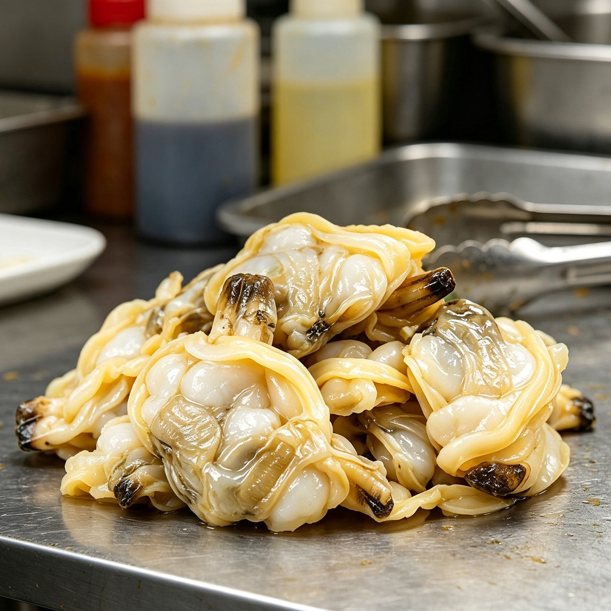 Shucked clam meat, close view